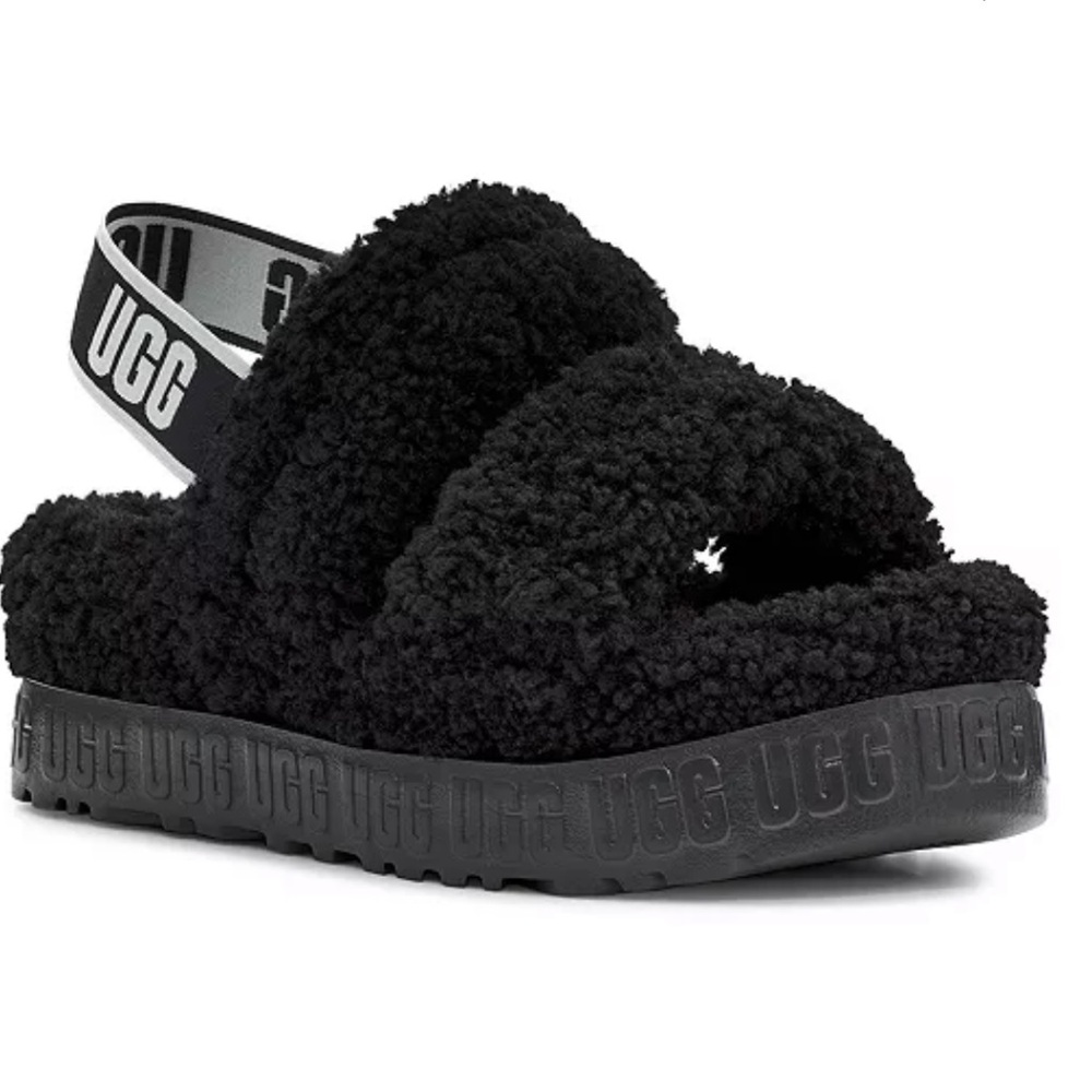 UGG Oh Fluffita Slingback Slippers, Black, 12